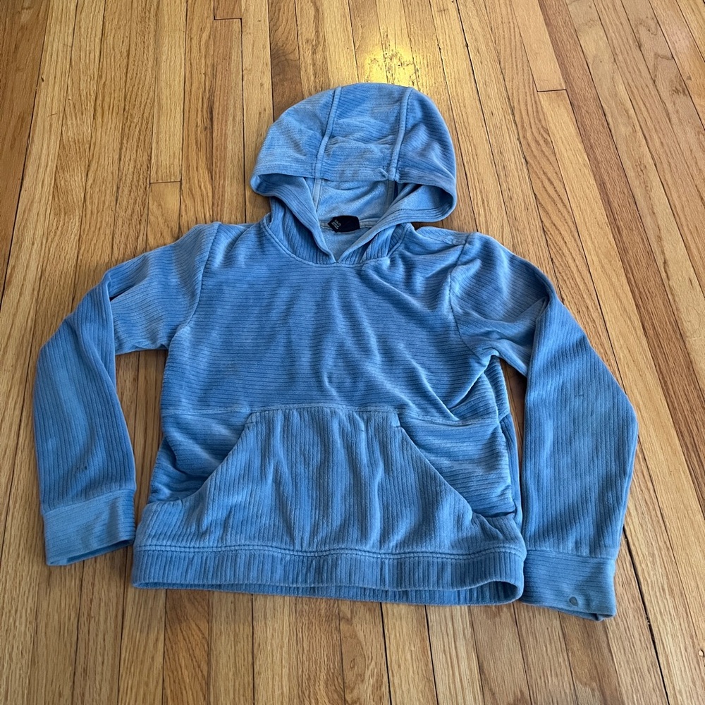 Blue Hooded Sweatshirt velour extra comfy size 6/7 all in motion